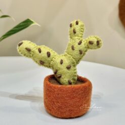 尼泊爾手工羊毛氈娃娃｜白烏帽子仙人掌