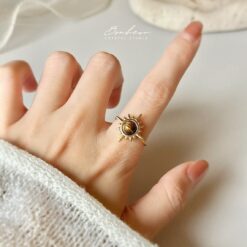 黃虎眼合金戒指(金托)#16