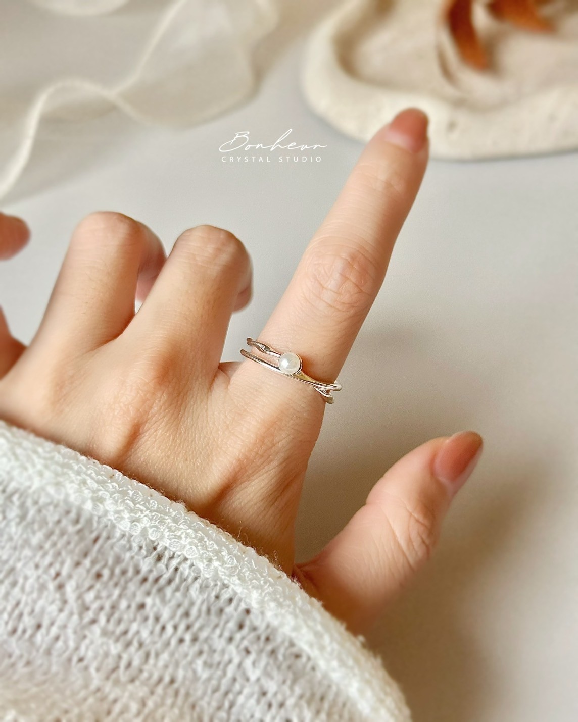 合金珍珠雙層戒指:圖片 4