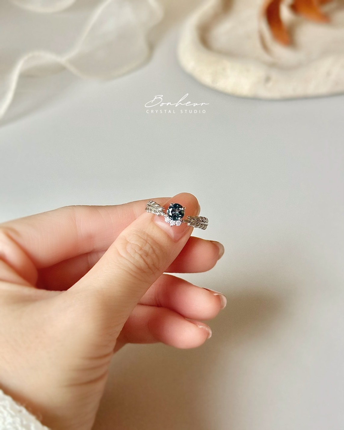 倫敦藍拓帕&粉碧璽&綠碧璽925銀戒指(銀托)#15:圖片 4