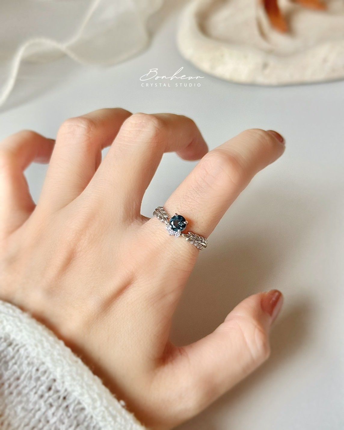 倫敦藍拓帕&粉碧璽&綠碧璽925銀戒指(銀托)#15:圖片 3