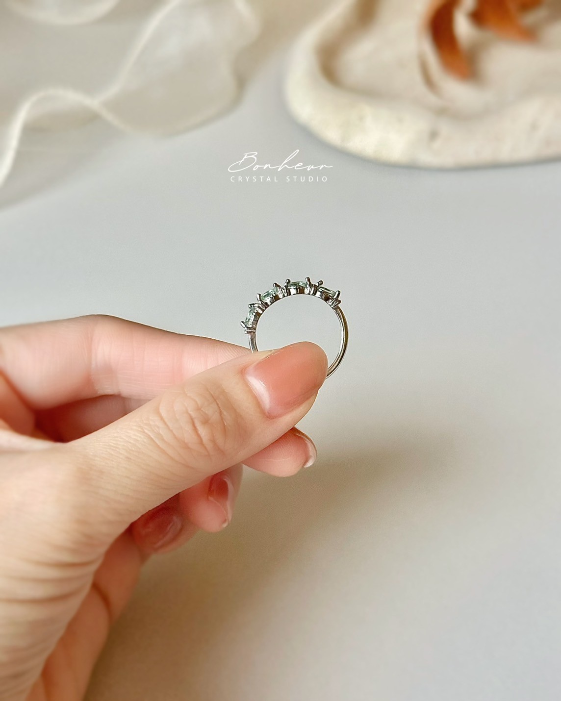 坦桑石&綠碧璽925銀戒指(銀托)#14:圖片 8