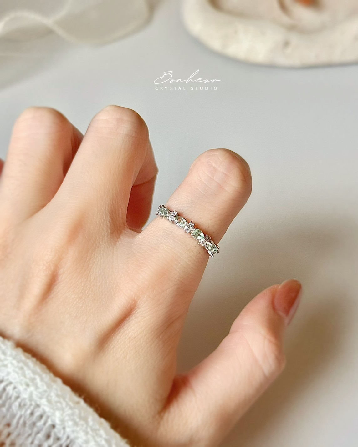 坦桑石&綠碧璽925銀戒指(銀托)#14:圖片 5