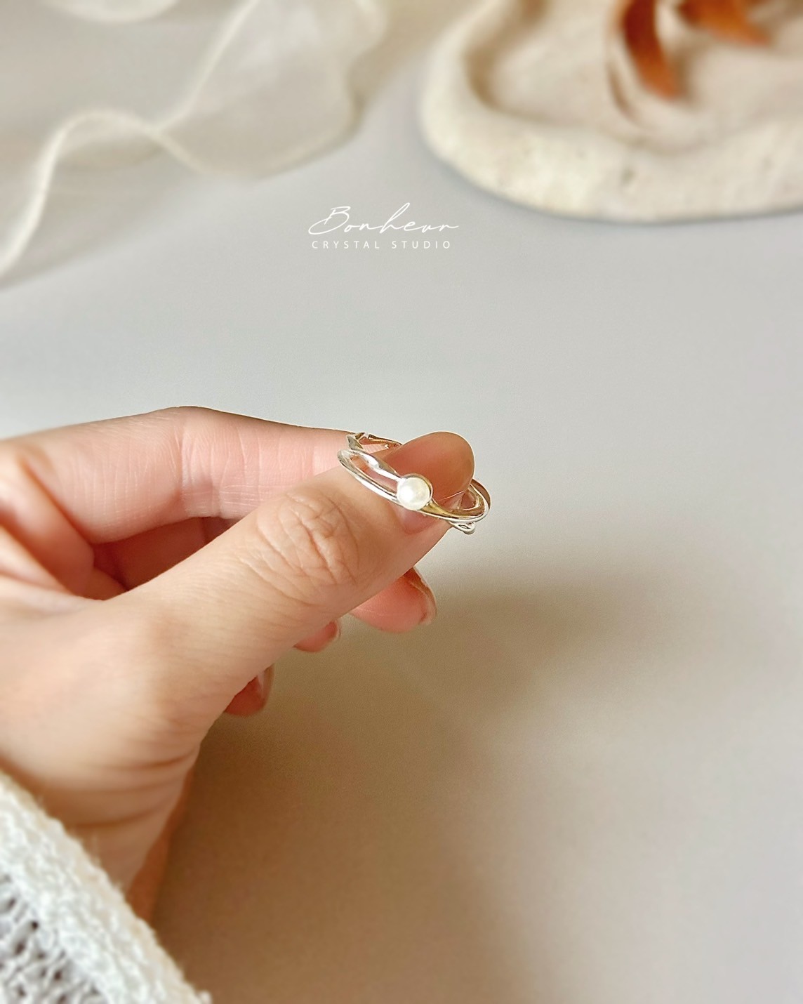合金珍珠雙層戒指:圖片 2