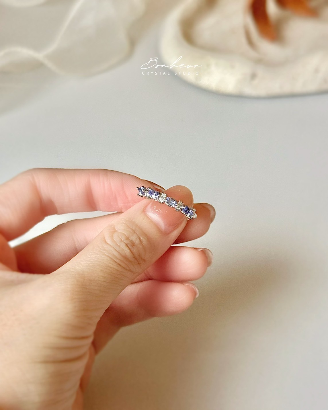 坦桑石&綠碧璽925銀戒指(銀托)#14:圖片 4