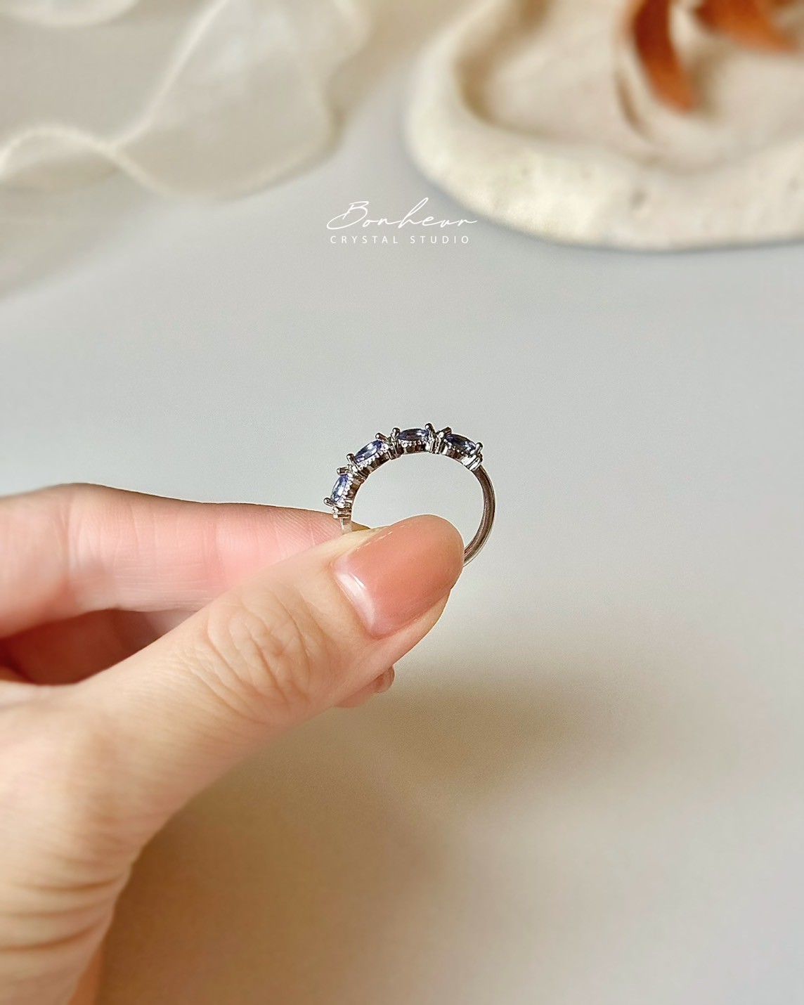 坦桑石&綠碧璽925銀戒指(銀托)#14:圖片 3