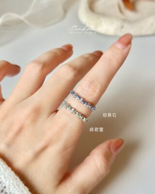 坦桑石&綠碧璽925銀戒指(銀托)#14