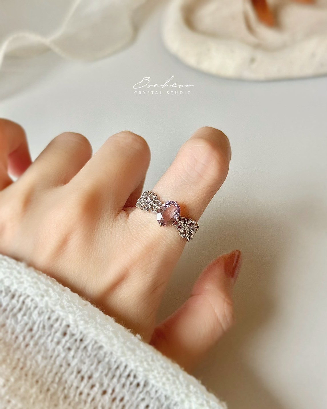 紫水晶&紅石榴石925銀戒指(銀托)#13:圖片 2