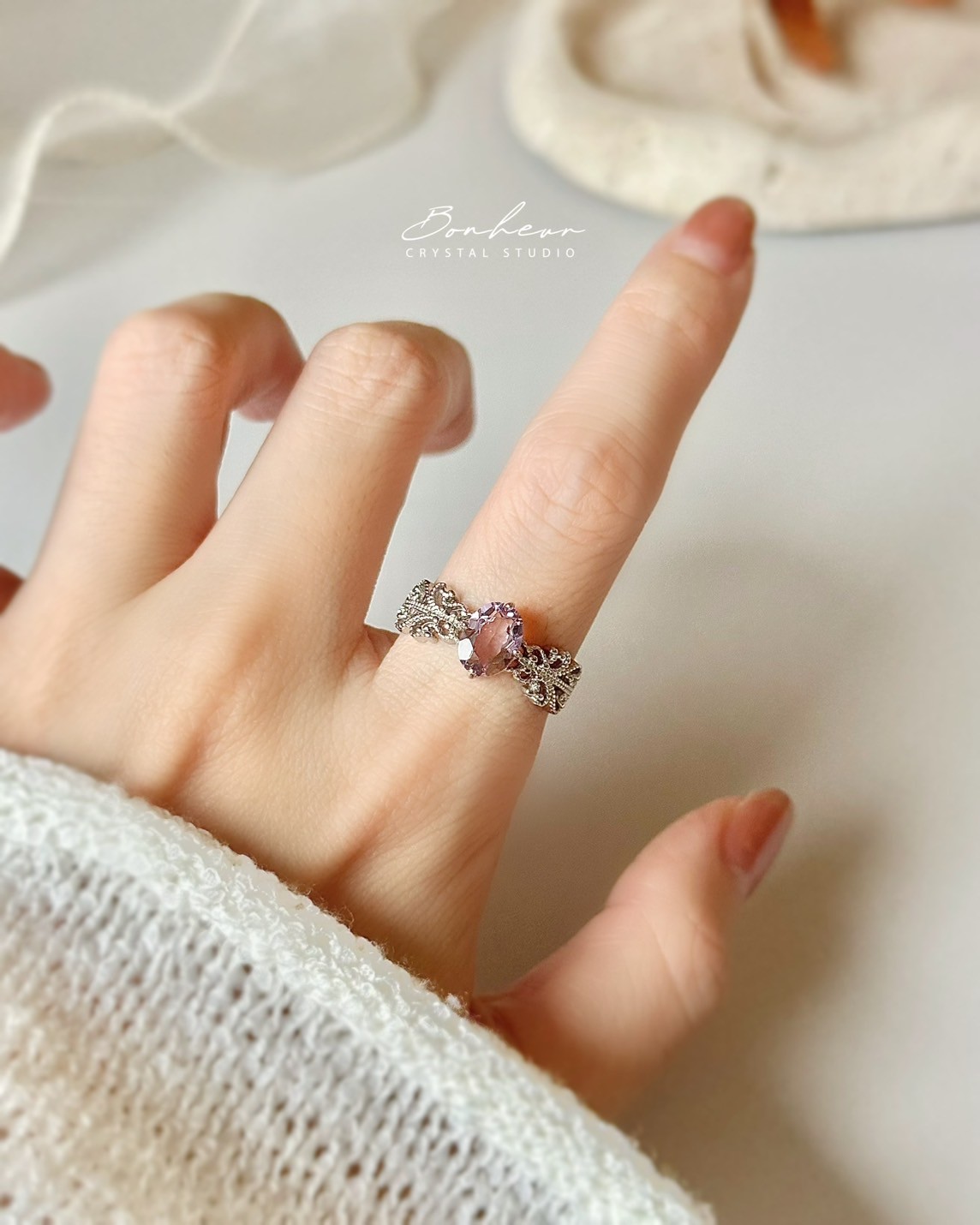 紫水晶&紅石榴石925銀戒指(銀托)#13:圖片 6