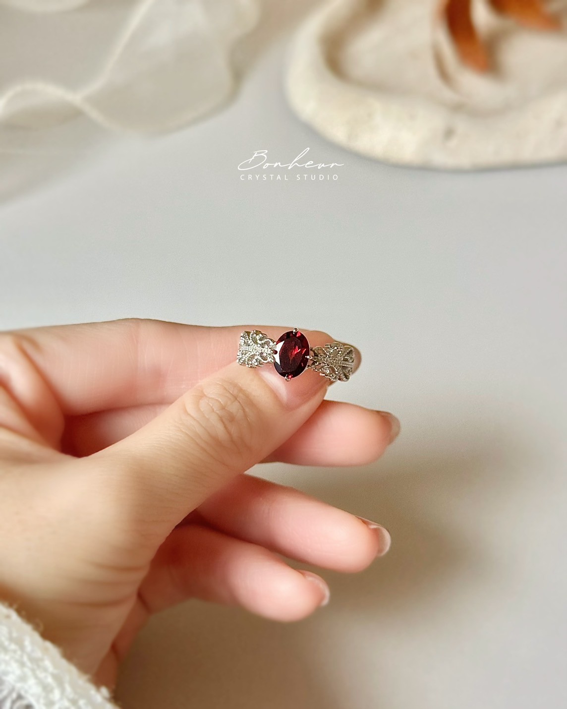 紫水晶&紅石榴石925銀戒指(銀托)#13:圖片 9