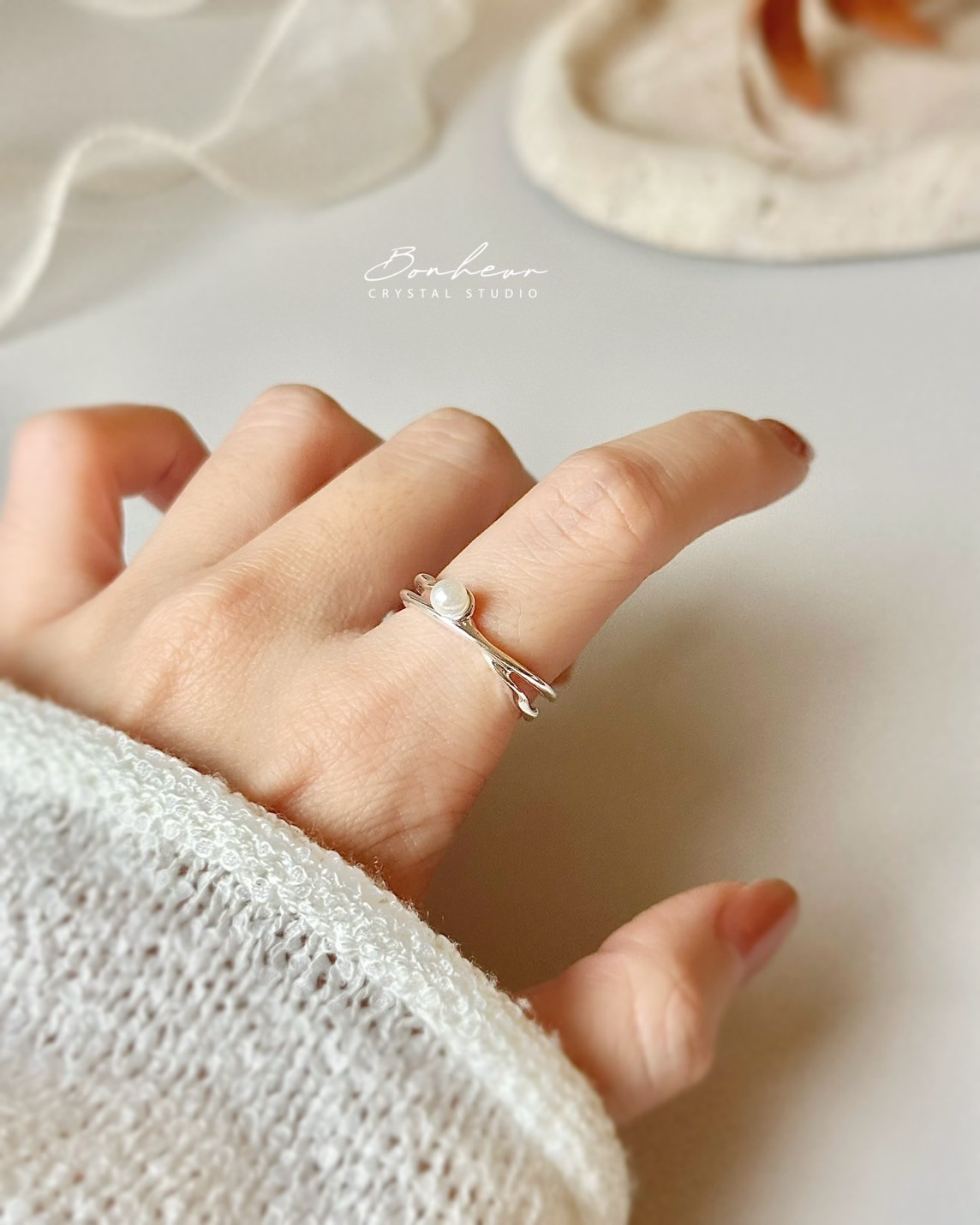 合金珍珠雙層戒指:圖片 3