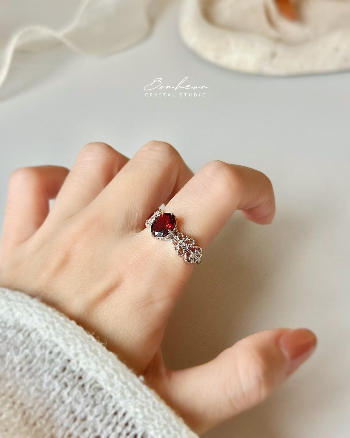 紫水晶&紅石榴石925銀戒指(銀托)#13:圖片 7