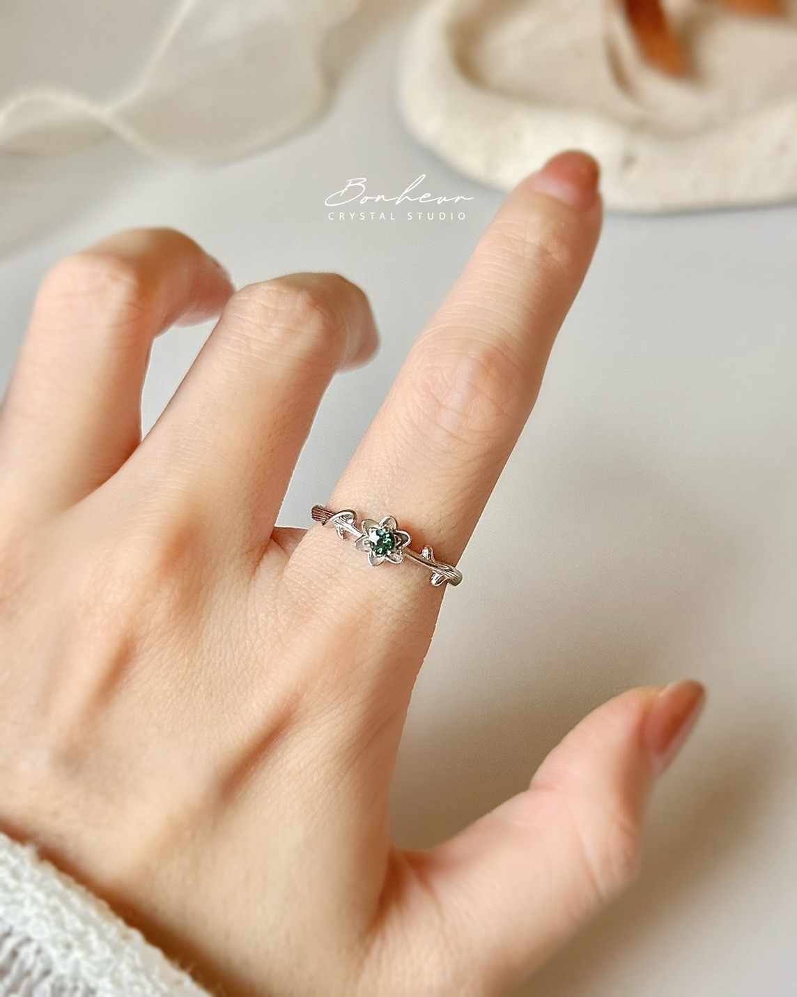 綠碧璽925銀戒指(銀托)#12