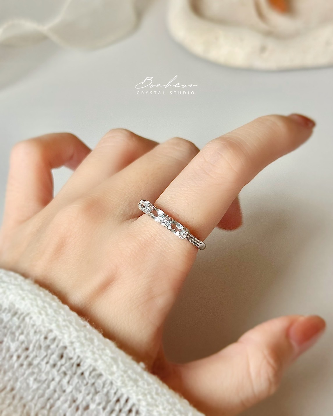 海藍寶925銀戒指(銀托)#07:圖片 5