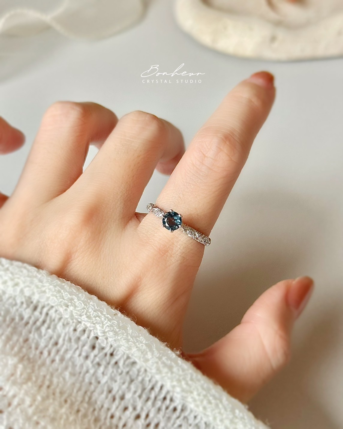 倫敦藍拓帕925銀戒指(銀托)#06