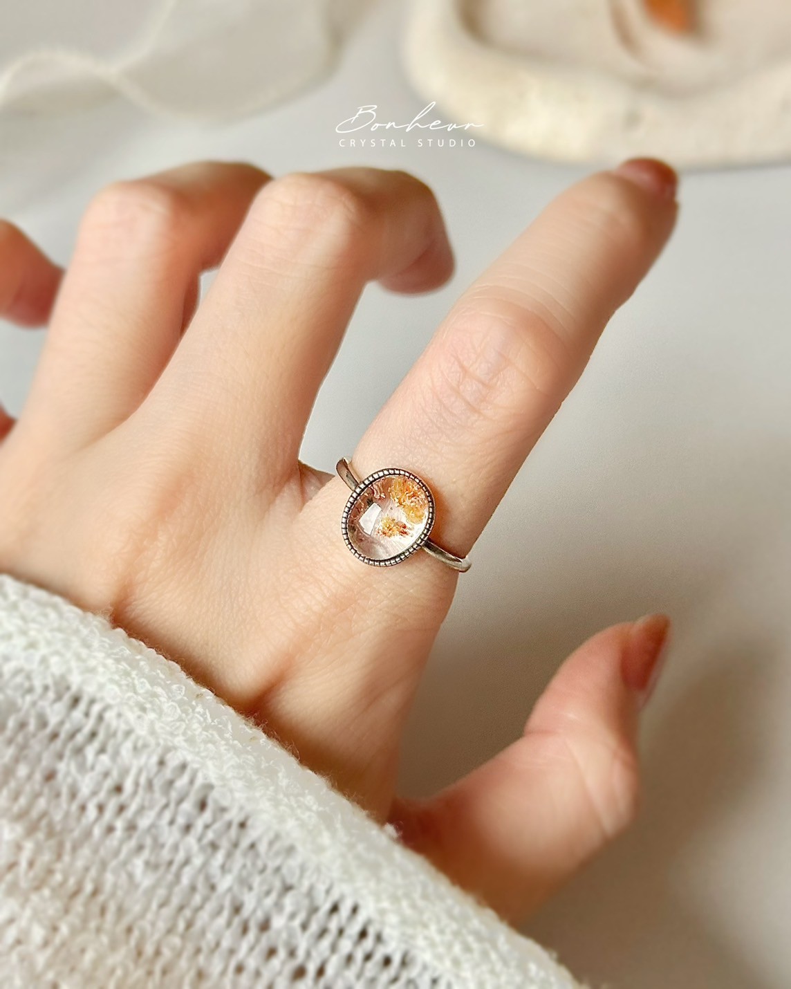 幽靈水晶925銀戒指(銀托)#05