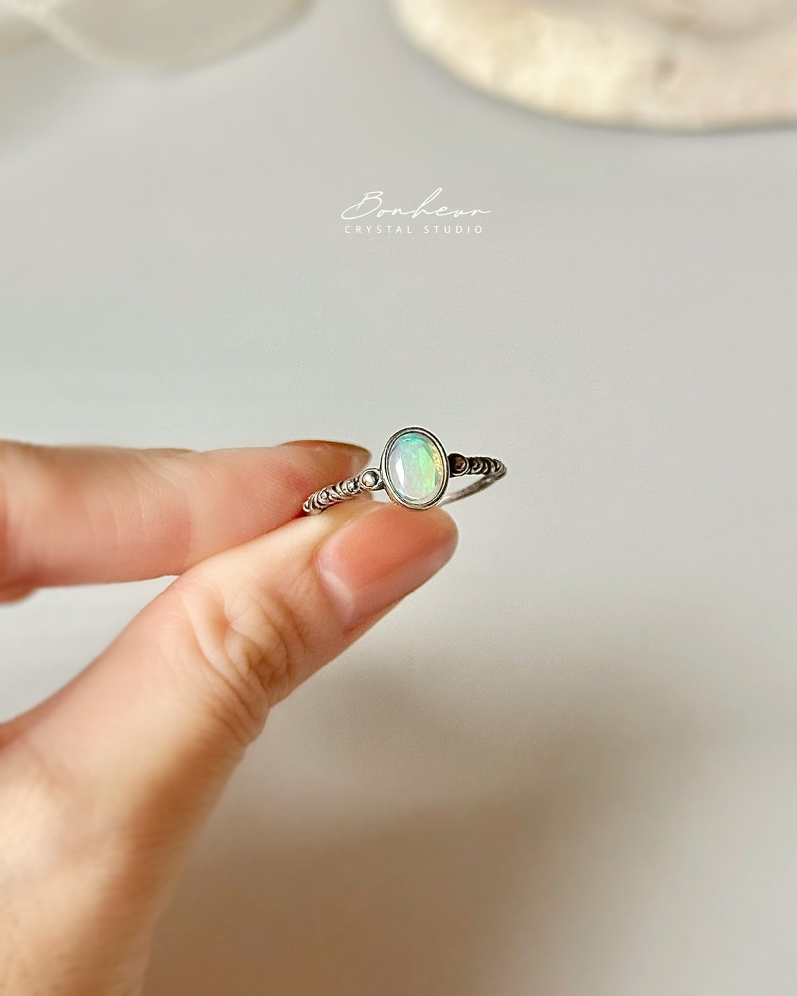 蛋白石925銀戒指(銀托)#03:圖片 2