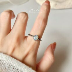 蛋白石925銀戒指(銀托)#03