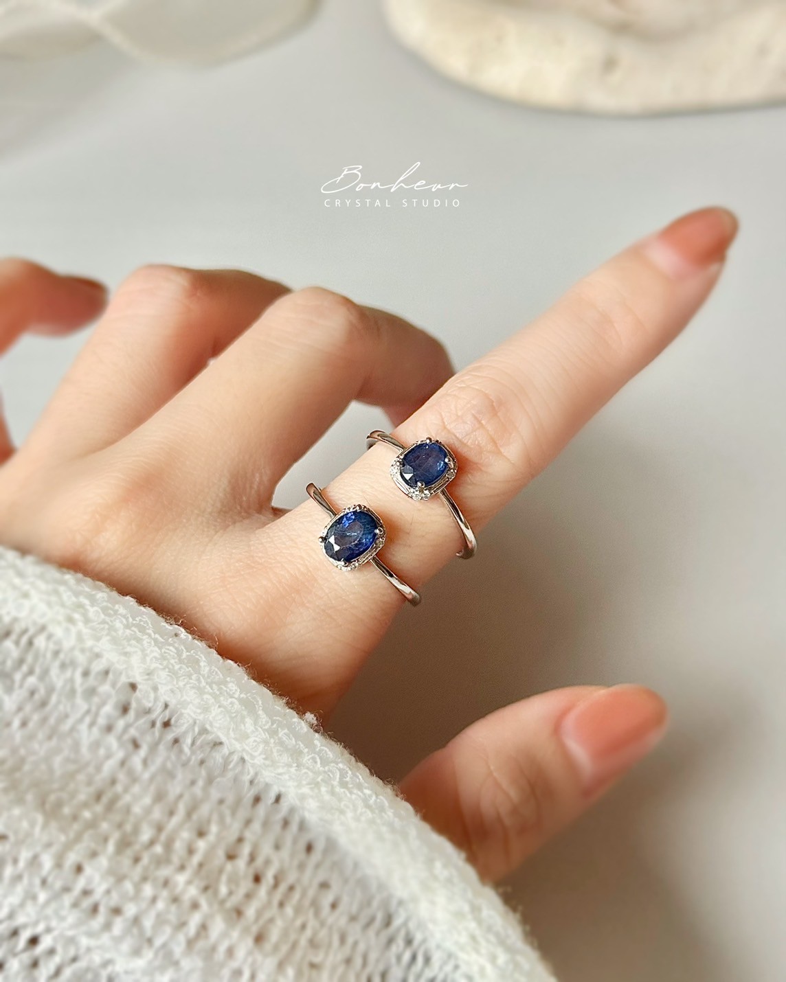 藍寶石925銀戒指(銀托)#02:圖片 3