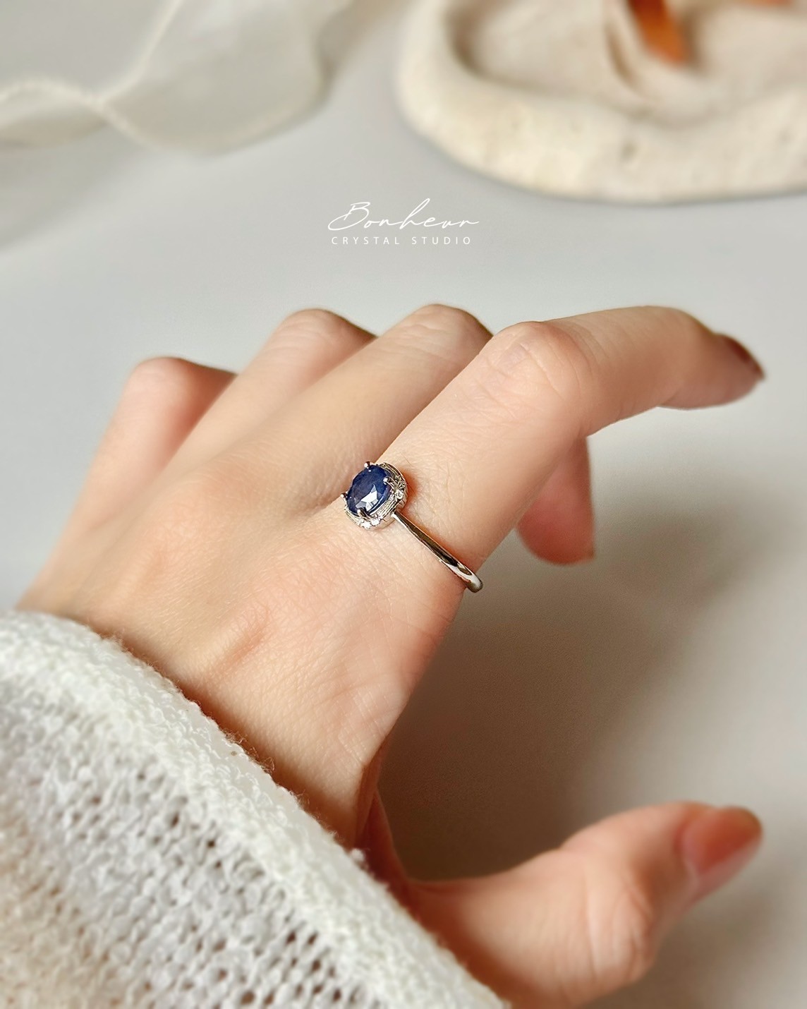 藍寶石925銀戒指(銀托)#02:圖片 5
