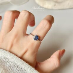 藍寶石925銀戒指(銀托)#02