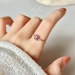 坦桑石925銀戒指(玫瑰金托)#27