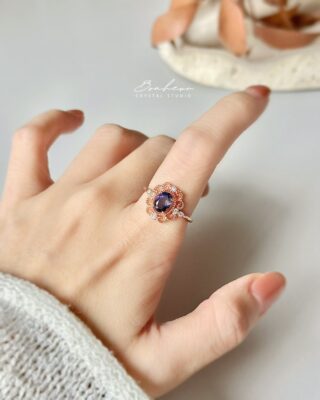 堇青石925銀戒指(玫瑰金托)#31