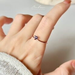 坦桑石925銀戒指(玫瑰金托)#24