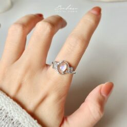 月光石925銀戒指(銀托)#18