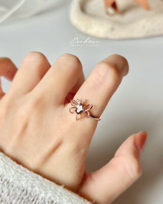 茶水晶925銀戒指(玫瑰金托)#30