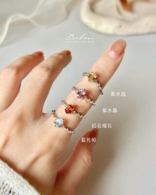 藍托帕&紅石榴石&紫水晶&黃水晶925銀戒指(銀托)#35