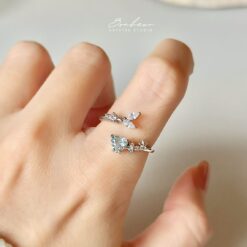 海藍寶925銀戒指(銀托)#42