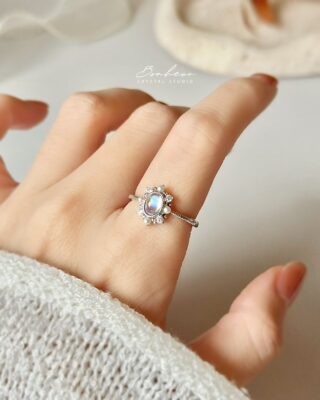 月光石925銀戒指(銀托)#50