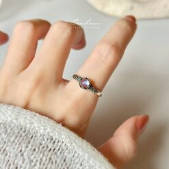 月光石925銀戒指(銀托)#49