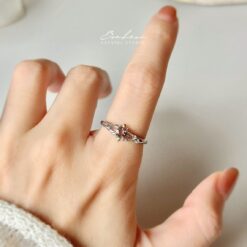 茶水晶925銀戒指(銀托)#44