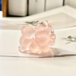 潤透粉水晶｜手工雕刻立體九尾狐