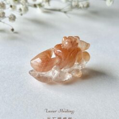 冰透橙兔毛水晶｜手工雕刻立體九尾狐