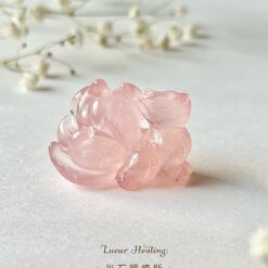 潤透粉水晶｜手工雕刻立體九尾狐